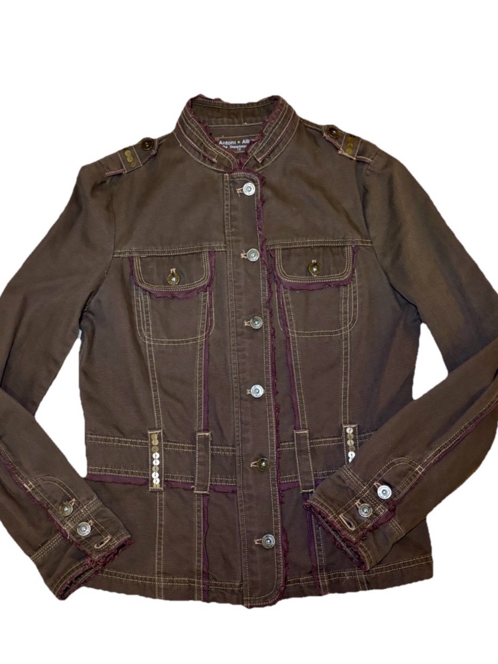 Women’s Dark Brown Utility Jacket with Contrast Stitching